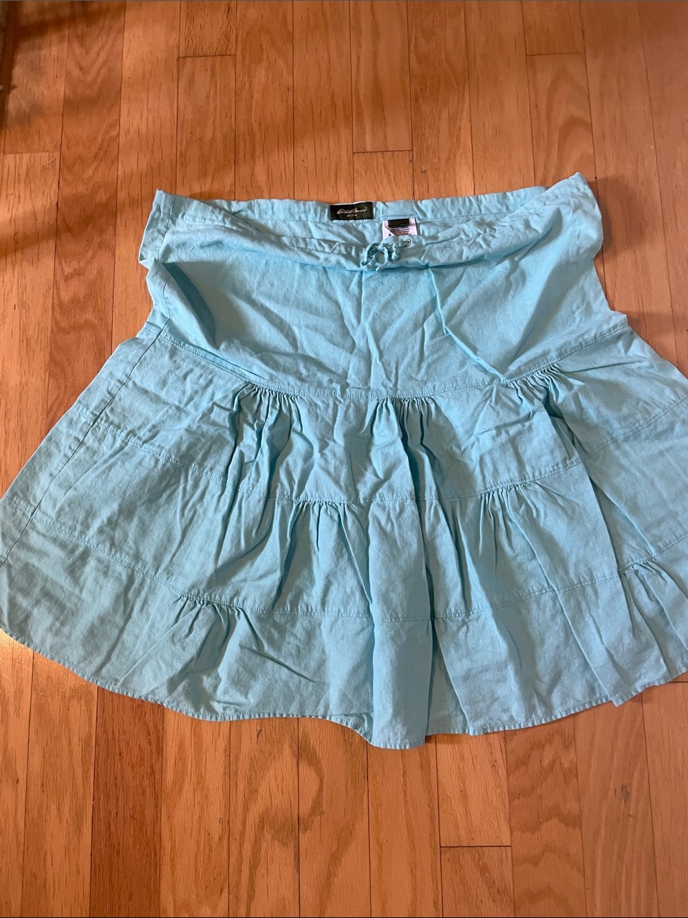 Light Blue Tiered Cotton Skirt - Women's Eddie Bauer Linen blend size 16